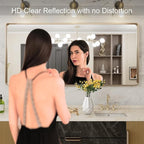 LOAAO 60”X28” Gold Bathroom Mirror, Rounded Rectangle Gold Frame Mirror - Image 2