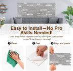 Peel and Stick Backsplash Tile Waterproof Removable PVC Wall Sticker 3D Faux - Image 5