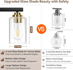 3-Light Bathroom Light Fixtures, Classic Wall Light Fixture - Image 4