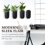 MyGift 7.5 Inch Wall Mounted Modern Matte Black Ceramic Cylindrical Plant - Image 3