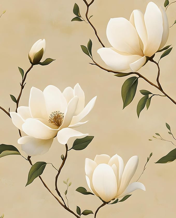 Floral Peel and Stick Wallpaper Vintage Khaki Contact Paper 17.5''x393'' Vinyl by Laatse