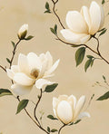 Vintage Floral Peel and Stick Wallpaper Khaki White Flowers Contact Paper by Laatse