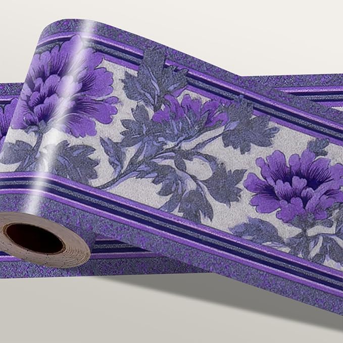 Purple Floral Wallpaper Border 196x4 Inch Peel and Stick Wall Border Self by IOHEFY