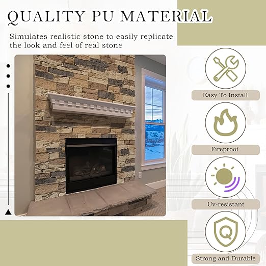 2 Pack Faux Stone Panels Interior 45.6''l x 11.8''h x 0.98''d Faux Siding - Image 4