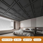 WOWSTAR 12-Pack 24"x24" Drop Ceiling Tiles, Waterproof Glue up Ceiling Panels - Image 2