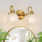 2-Light Bathroom Vanity Light, Brushed Gold Bathroom Light Fixtures by Meybiok
