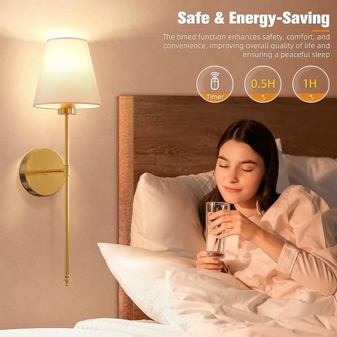 NIORSUN Battery Operated Wall Sconce Set of 2, 10 Colors Wireless Wall Lamps - Image 6
