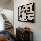 Large Framed Black and White Abstract Wall Art - Image 9