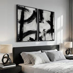 Framed Black and White Abstract Wall Art Set of 2 - Image 2