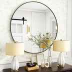 VooBang Black Round Bathroom Mirror, 24 inch Circle Wall Mounted Hanging Mirror - Image 7