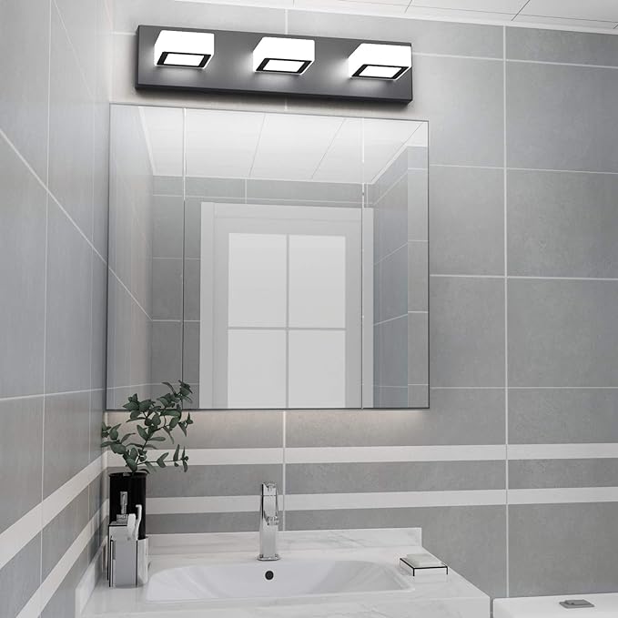 Ralbay LED Modern Black Bathroom Vanity Lights 3 Lights Acrylic Modern Black - Image 5