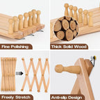 SCUNDA Wall Rack with 20 Hooks, Wooden Wall Expandable Coat Rack - Image 2