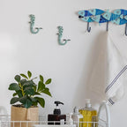 SOFFEE DESIGN 2PCS Green Mermaid Side Profile Hooks, Beach Themed Towel Hangers - Image 5