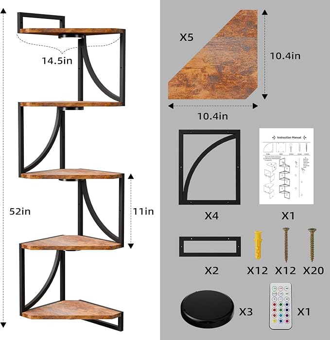 HAAYOT Corner Shelf Wall Mounted - Image 2