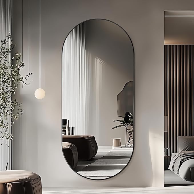 Oval Full Length Mirror, Ultra-Clear Explosion-Proof Dressing Mirror, Simple by TheiaMo