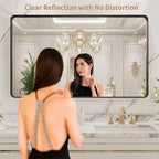 LOAAO 40x24 Inch Black Metal Framed Bathroom Mirror - Image 2