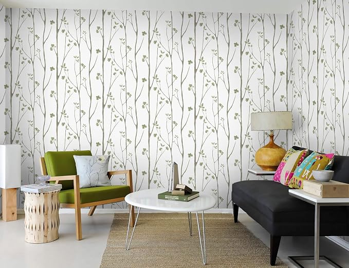 Timeet Floral Wallpaper Peel and Stick Green Leaf Contact Paper Boho Flower - Image 6