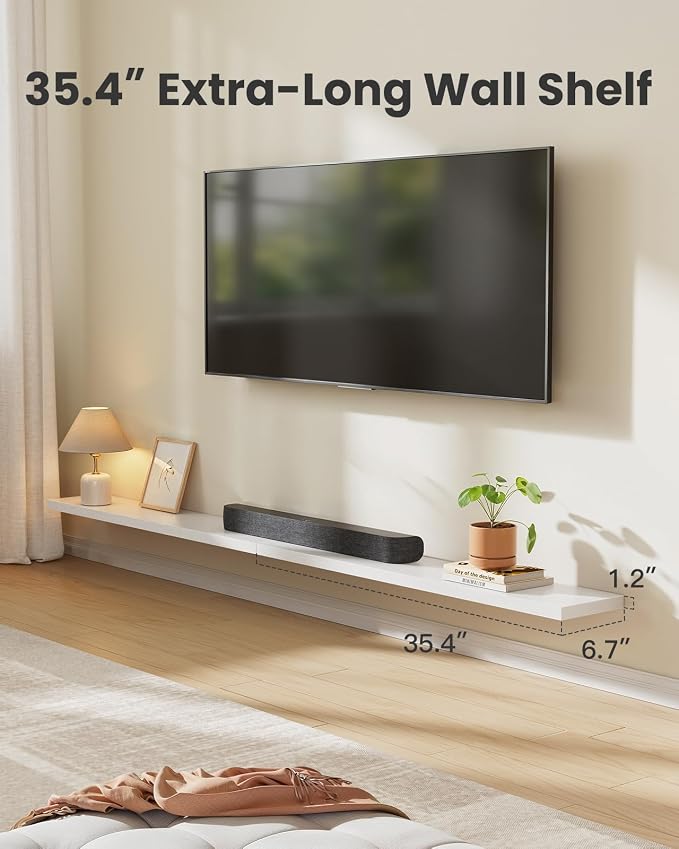AMADA HOMEFURNISHING 35.4" L Floating Shelves, Wall Shelves Set of 3 - Image 3