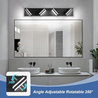 Modern LED Bathroom Lights Fixtures 4-Light, Metal Black Acrylic Wall Lighting - Image 2