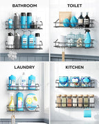 Nieifi Shower Caddy Shelf with Hooks Storage Rack Organizer Adhesive Stainless - Image 7