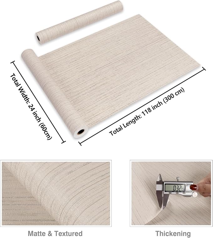 CRE8TIVE Wide 24"x118" Cream White Grasscloth Wallpaper Textured Wallpaper - Image 8