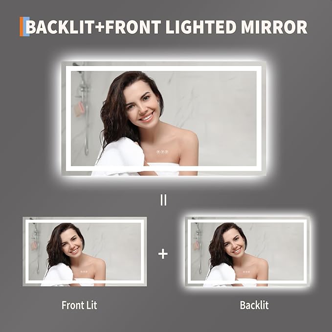 GarveeHome 50x28 LED Bathroom Mirror - Image 3