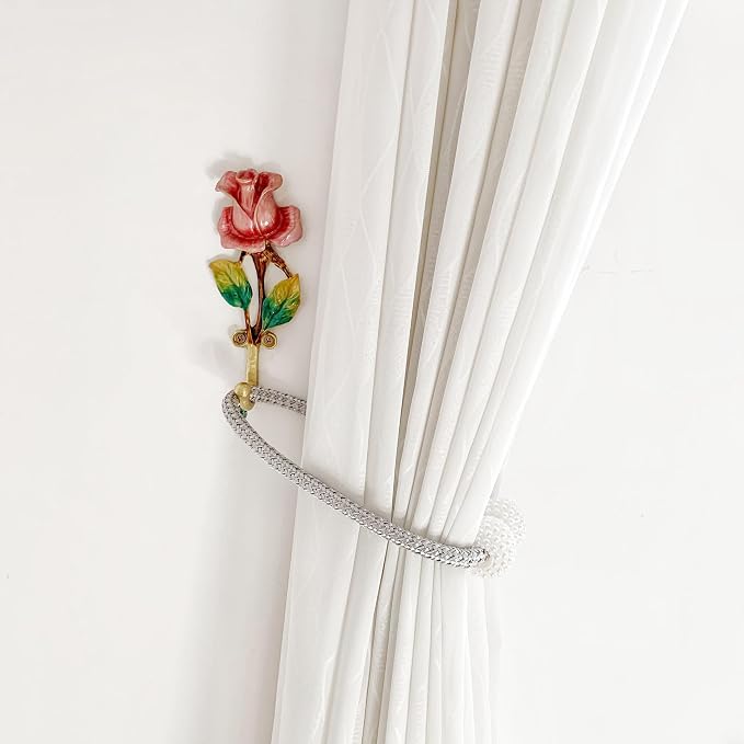 Vintage Rose-Shaped Decorative Wall Hooks, 2 Pack Hand-Painted Floral Metal - Image 4