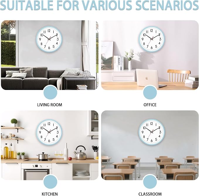 HZDHCLH Wall Clock Silent Wall Clocks Battery Operated 10 Inch Modern Non - Image 3