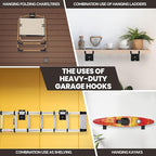 14" Large Heavy Duty Garage Hooks, Utility Wall Mount Hangers - Image 4