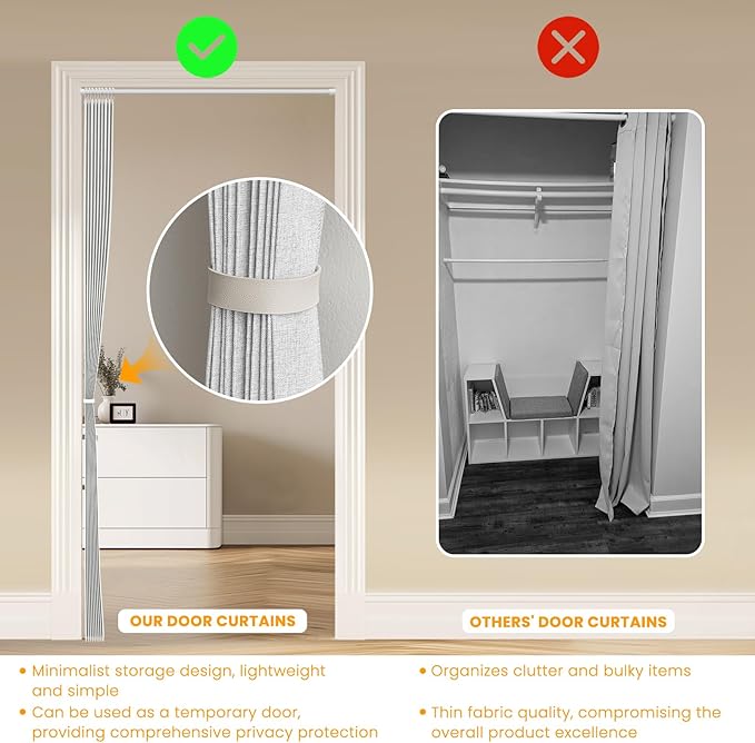 AJAZZ 100% Blackout Magnetic Door Curtain Accordion Doors Interior Closet Door - Image 6