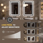 LOAAO 23.6"x35.4" LED Mirror for Bathroom, Lighted Bathroom Mirror - Image 3