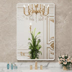 LOAAO 20x30 Inch White Metal Framed Bathroom Mirror - Image 7