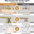 Indoi 4 Light Bathroom Light Fixtures, Brass Vanity Lights - Image 3