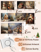 KBKBART Christmas Wall Art Prints Set of 10, Winter Christmas Picture Wall - Image 2