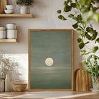 Framed Sage Green Japanese Canvas Wall Art Set of 2, Minimalist Moon and Birds - Image 6