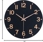 HZDHCLH Wall Clock 12 Inch Silent Non Ticking Wood Battery Operated Black - Image 10