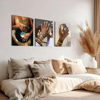 Black Girl wall Art Set of 3, African American Woman Wall Decor Fashion Gold - Image 4