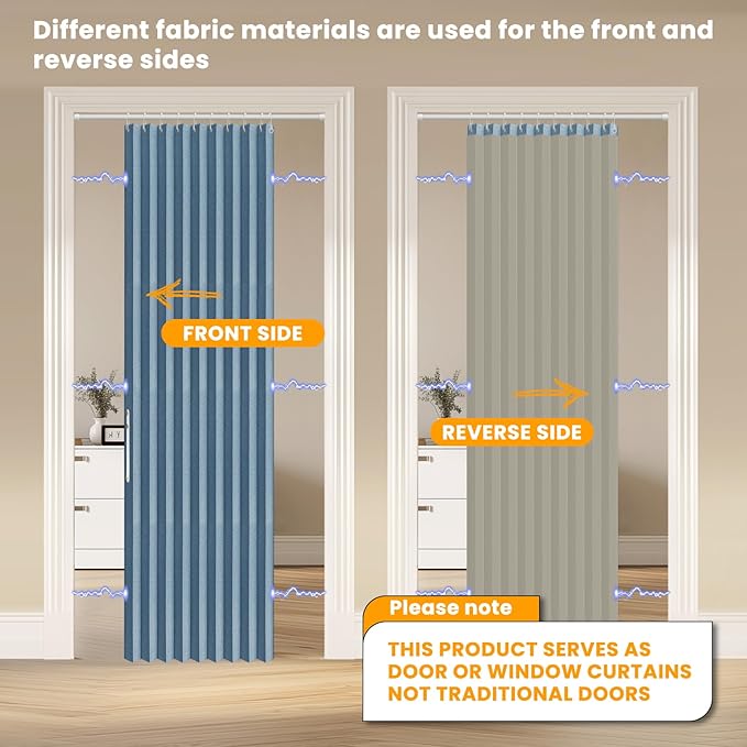 AJAZZ 100% Blackout Accordion Door Closet Door Curtain Invisible Applicable - Image 3