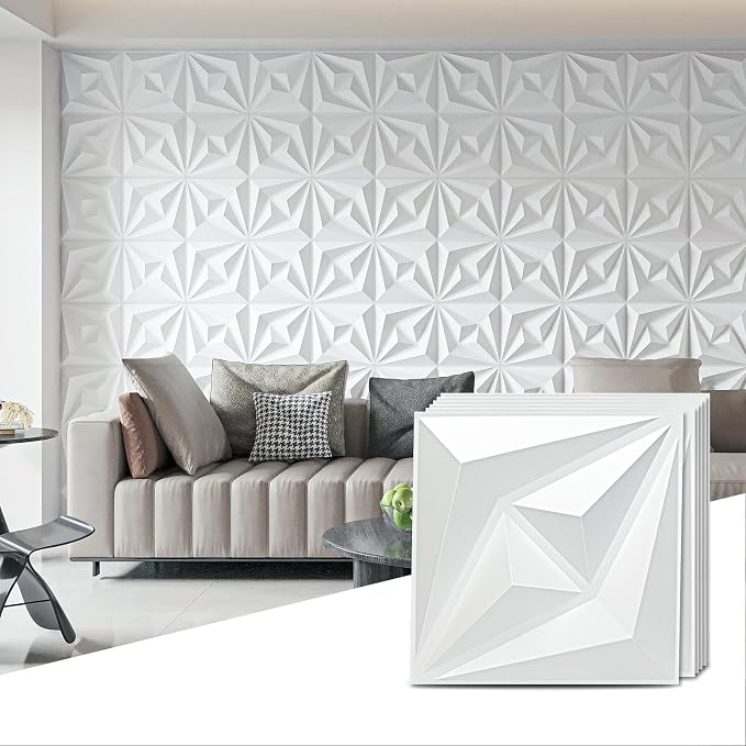 AMZDEPOT 3D Wall Panels for Interior Wall Decor, 3 Layout Options PVC Textured by AMZDEPOT
