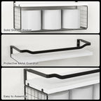 WOPITUES Floating Shelves with Wire Storage Basket, Bathroom Shelves Over - Image 4