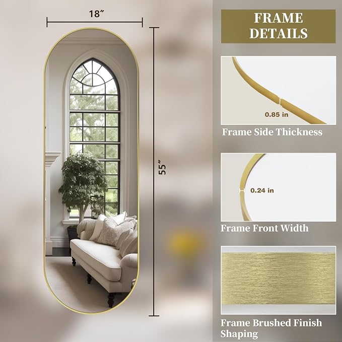 Oval Full Length Mirror, Ultra-Clear Explosion-Proof Dressing Mirror, Simple & - Image 9