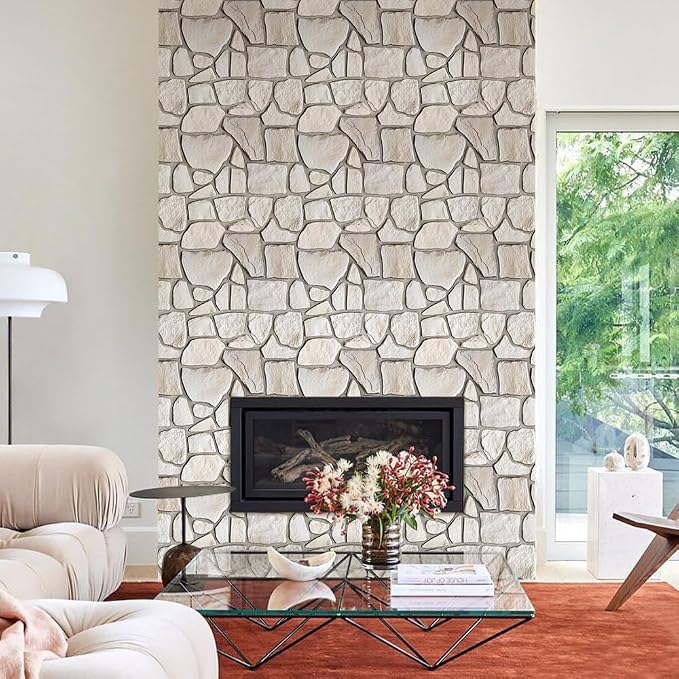 COMSTICKC 3D Faux Stone Wall Sticker Peel and Stick Wall Panels, Not Real Stone - Image 7