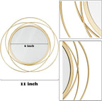 3 Set 13 inch Gold Circle Mirrors Wall Decor Iron Frame Wire Mirror Metal - Image 6