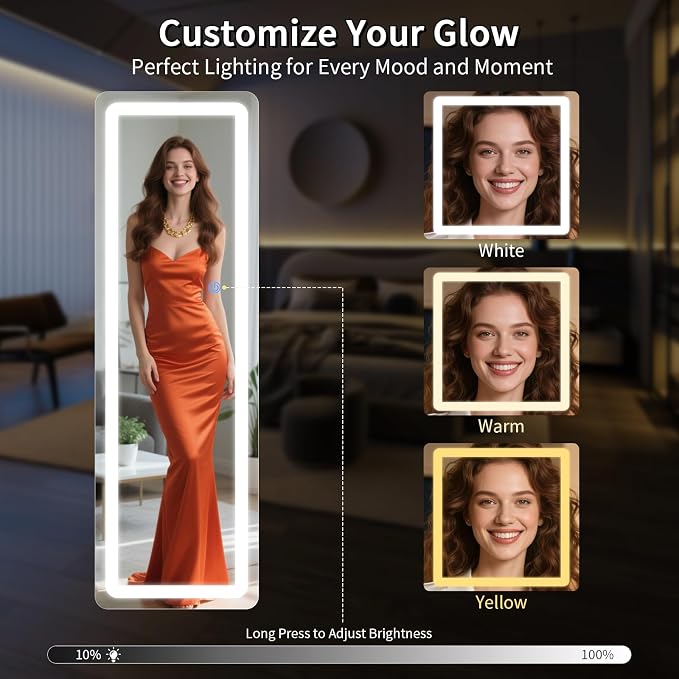 Koonmi LED Full Length Mirror, Lighted Floor Mirrors - Image 5