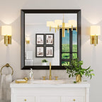 Amorho Black Bathroom Mirror, 36x36 Inch Thick Metal Framed Wall Mirrors by Amorho