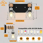 FadimiKoo Farmhouse Bathroom Light Fixtures, Rustic 2-Light Wood Vanity Lights - Image 2
