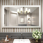 Amorho Bathroom Mirror, 55x32 Inch White Thick Metal Framed Wall Mirrors - Image 8