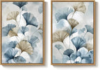 Large Framed Blue Botanical Wall Art Set of 2, Neutral Minimalist Canvas - Image 9