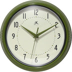 Infinity Instruments Retro Round Metal Wall Clock, Olive Green 9.5" by InfinityInstruments