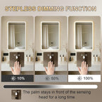 WARM&LOVE 16 x 24 Inch LED Bathroom Mirror, Hand Scan Sensor Anti-Fog Bathroom - Image 3